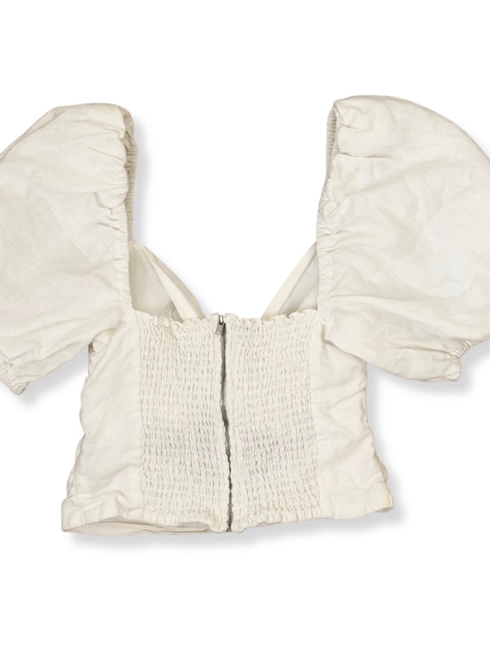 Reformation White Linen Puff Sleeve Size 4 - Picture 5 of 7
